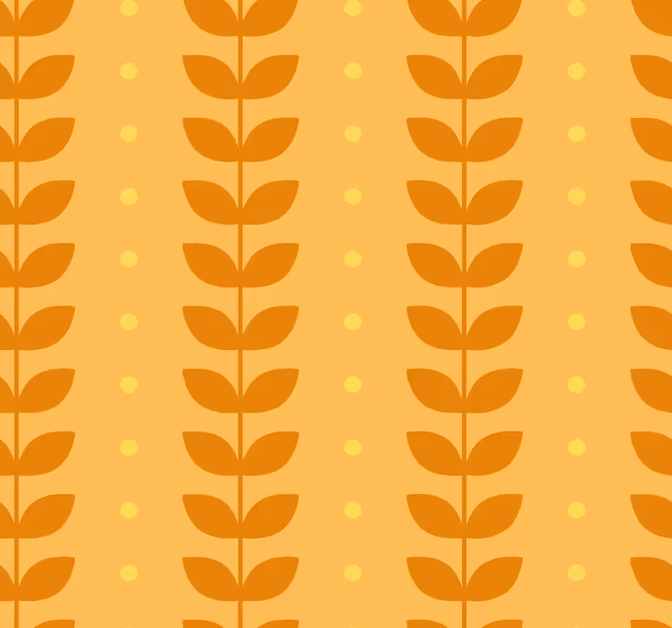 Store enrouleur cuisine orange motif de feuilles - TenStickers