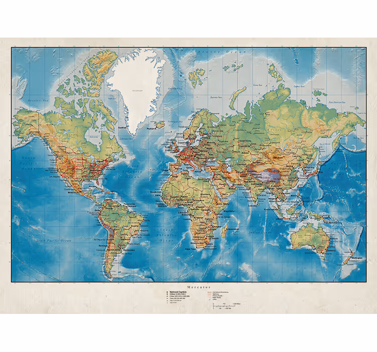 Store enrouleur carte du monde mercator - TenStickers