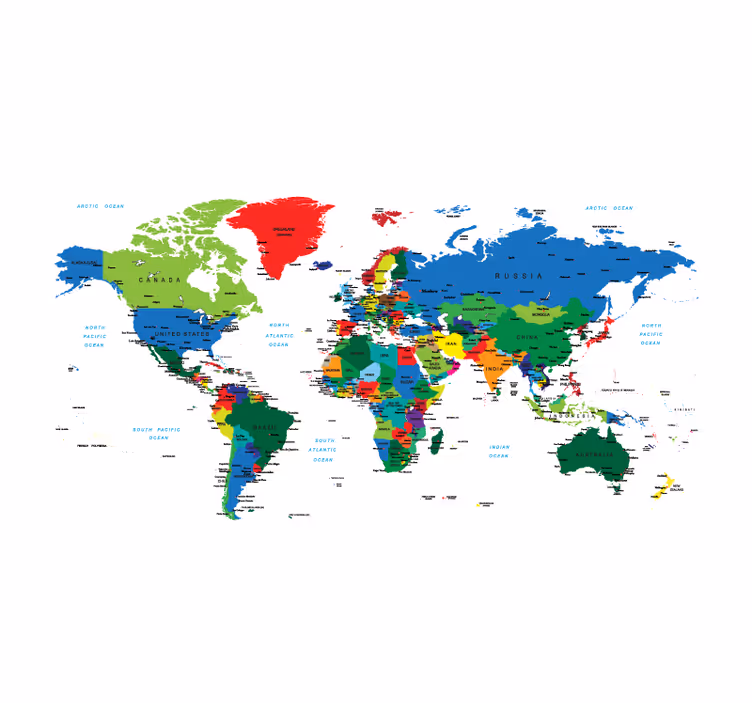 Store enrouleur carte du monde cartographie politique - TenStickers