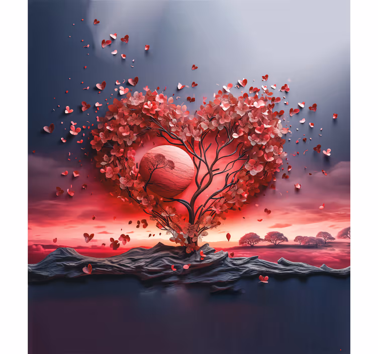 Store original salon - Arbre en forme de coeur romantique - TenStickers