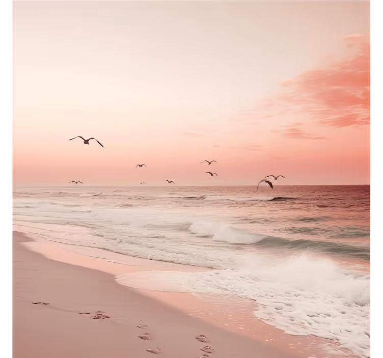 Store original salon romantique ciel rose avec des oiseaux - TenStickers