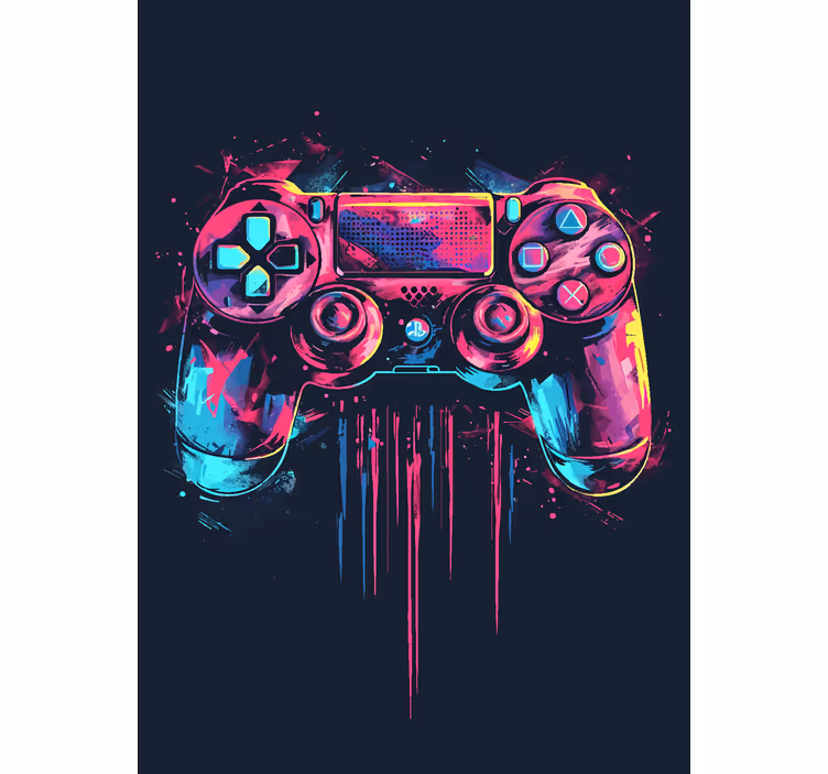 Store enrouleur gamer manette peinture bleu et rose - TenStickers