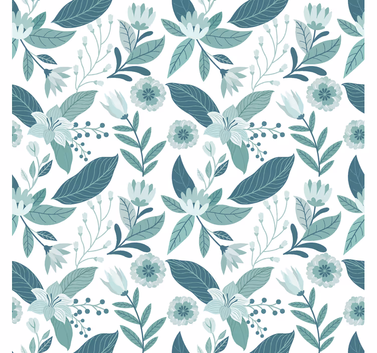 Store enrouleur scandinave floral bleu - TenStickers