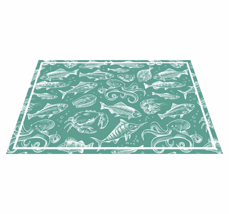 Set de table vert Croquis de poissons - TenStickers
