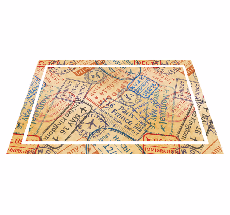 Set de table design bois motif tampons de passeport - TenStickers