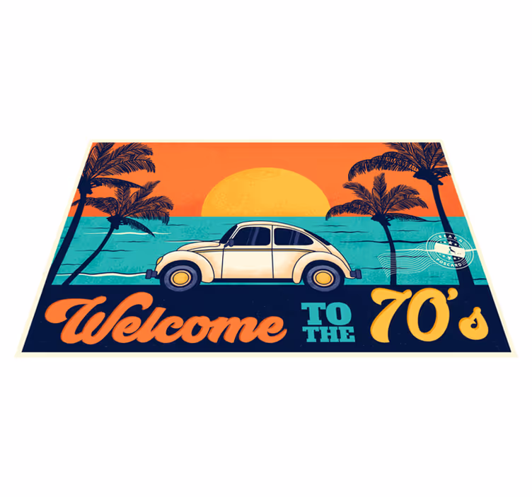 Set de table design élégant scène de plage rétro 70's - TenStickers