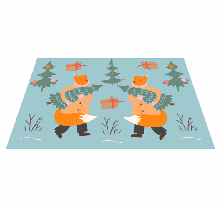 Set de table noël renard festif portant un arbre - TenStickers