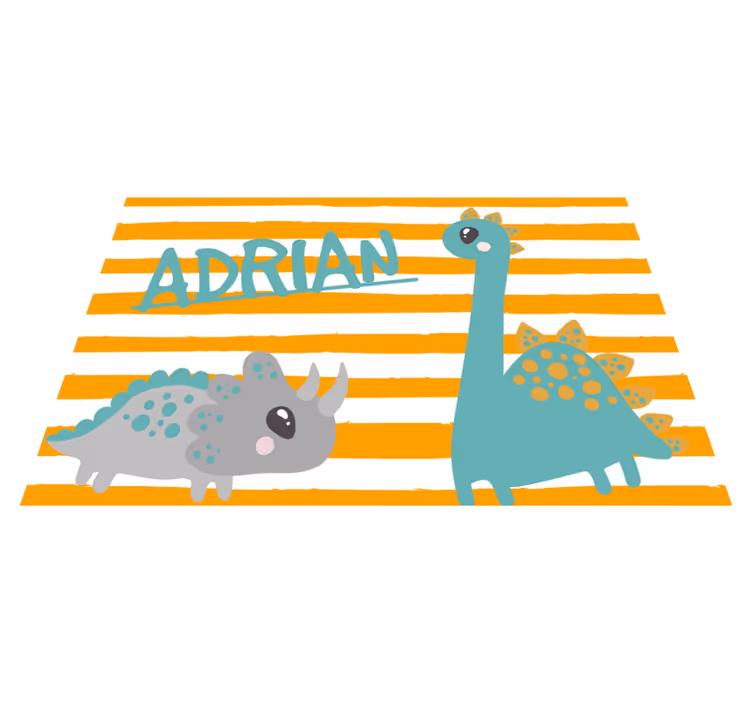 Set de table Prénom Dinosaure bleu et orange - TenStickers