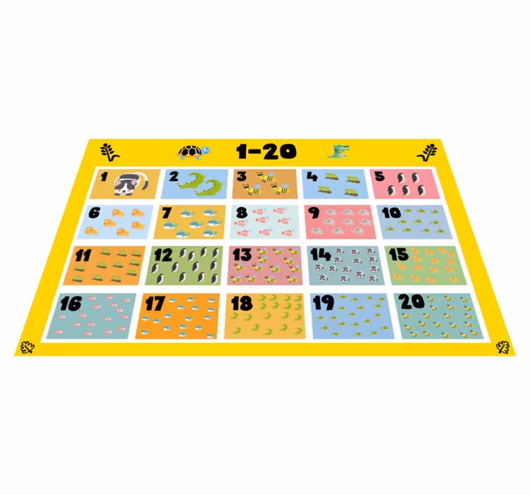 Set de table design enfant tableau des nombres coloré - TenStickers