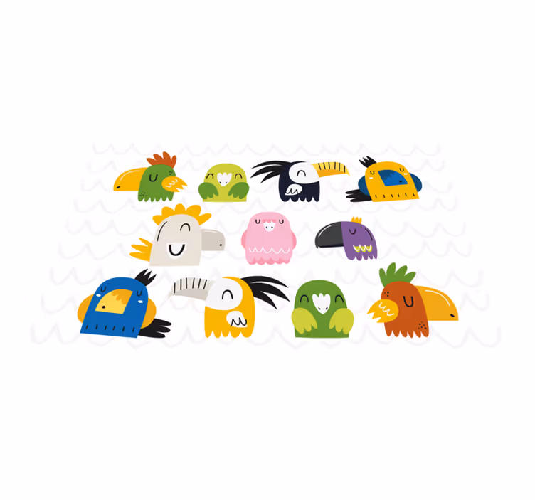 Set de table design enfant têtes d'oiseaux colorées - TenStickers