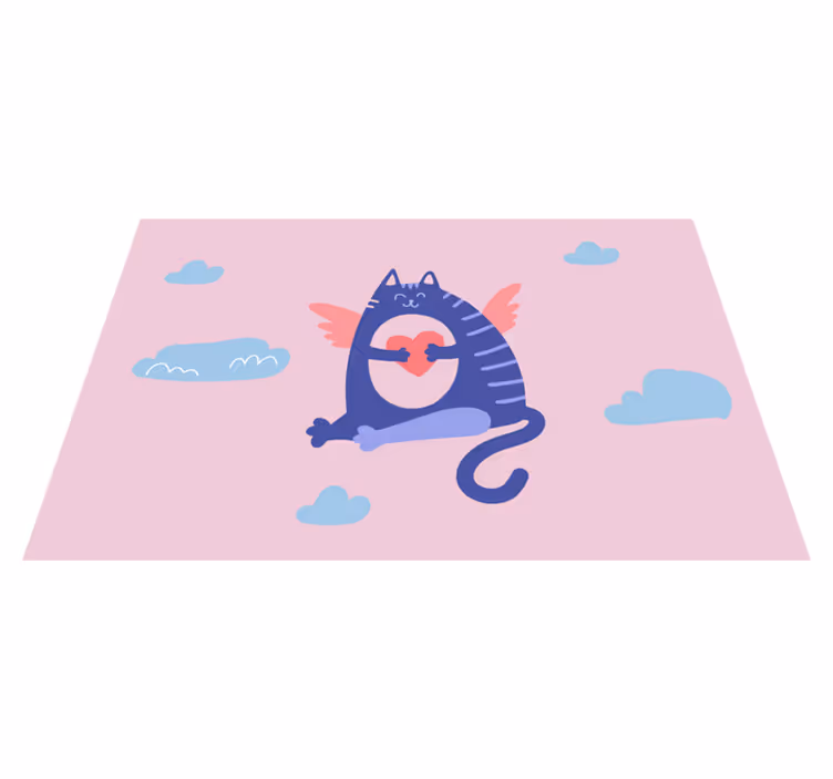 Set de table design enfant chat volant tenant un cœur - TenStickers