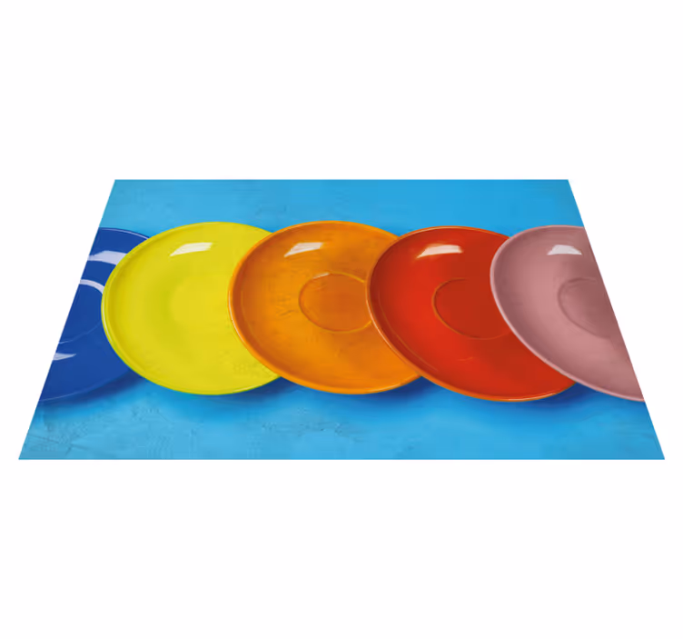Set de table moderne assiettes circulaires colorées - TenStickers