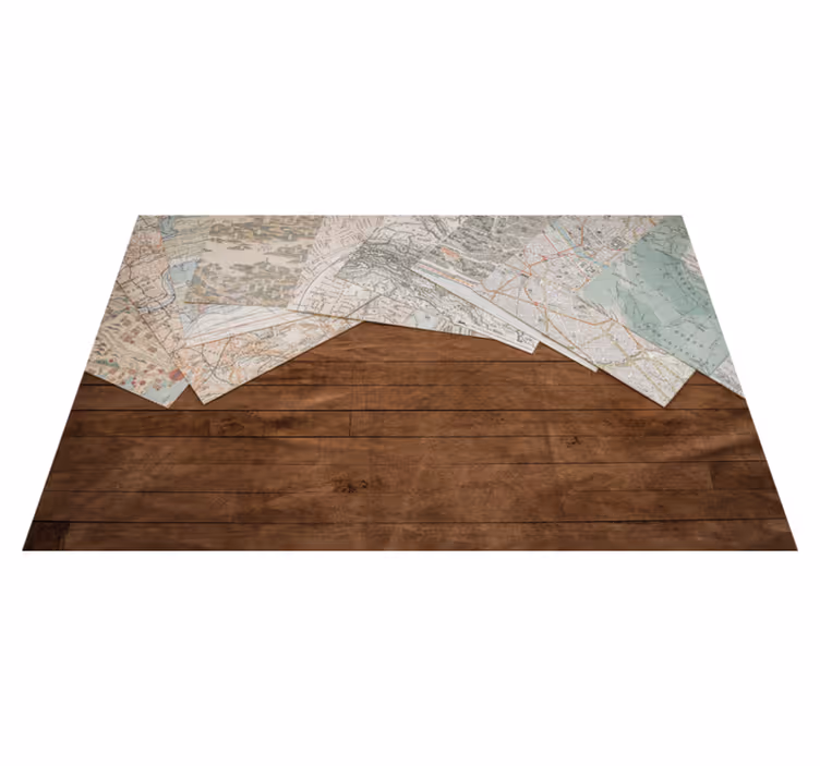 Set de table design bois carte vintage superposée - TenStickers