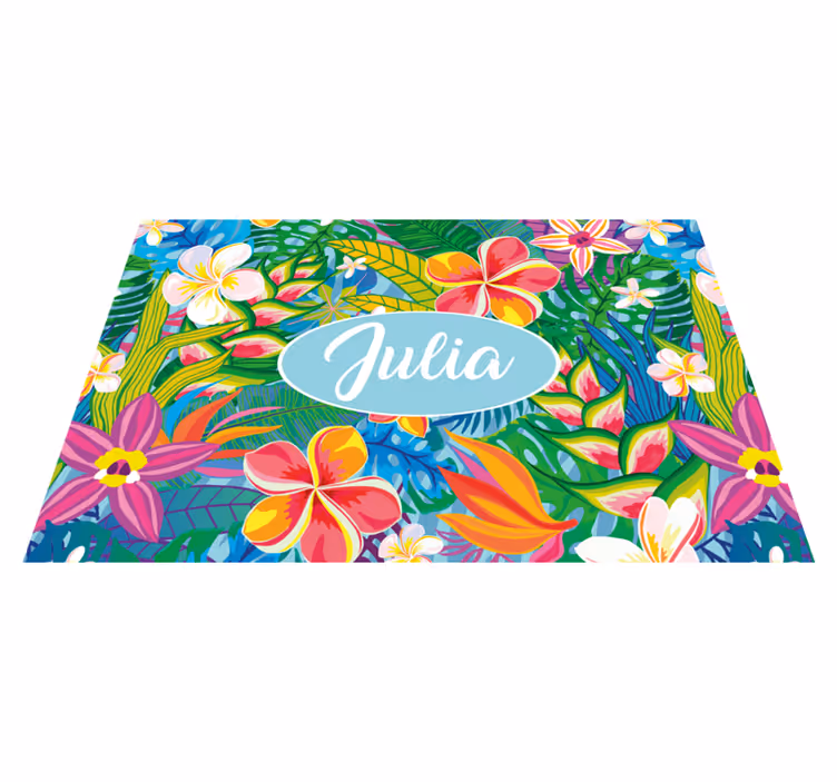 Set de table fleurs multicolores fond bleu - TenStickers