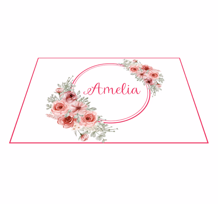 Set de table Prénom dans cercle rose fond blanc - TenStickers