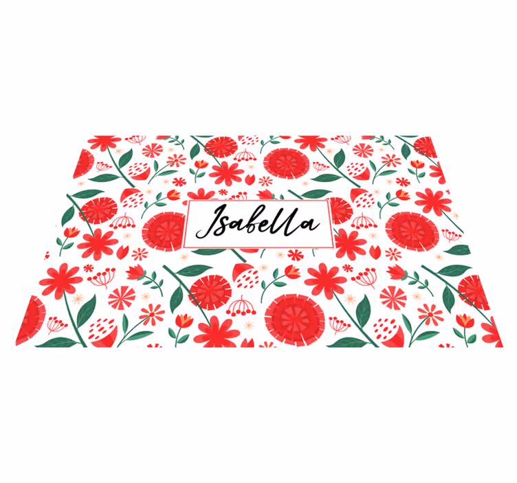 Set de table design nom fleurs rouges - TenStickers