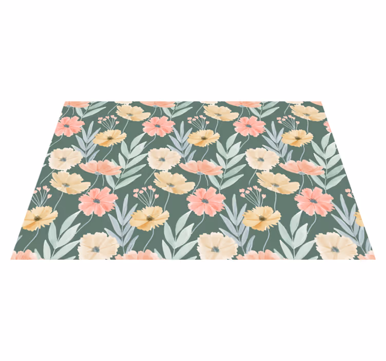 Set de table original motif floral fond vert - TenStickers