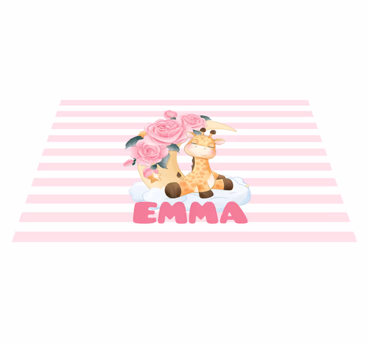 Set de table design enfant girafe avec roses - TenStickers