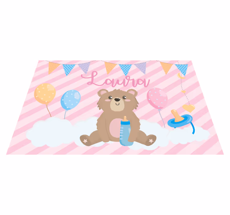 Set de table design enfant Ours mignon pour fille avec nom - TenStickers