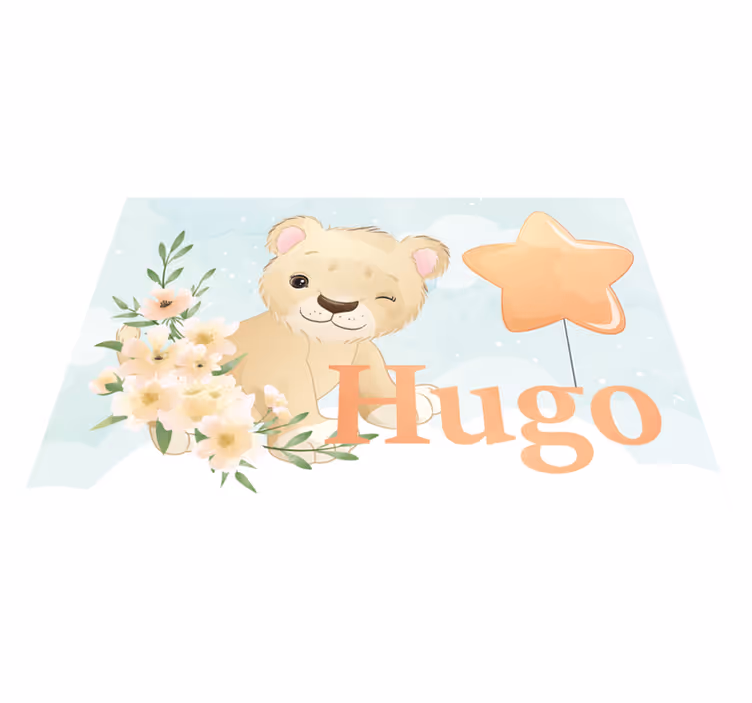 Set de table lion mignon pour garçon avec nom - TenStickers