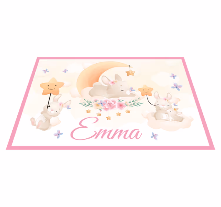 Set de table design enfant scène de lapin sous la lune - TenStickers