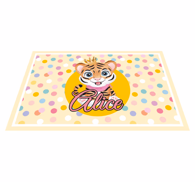 Set de table design enfant Tigre mignon pour fille avec nom - TenStickers