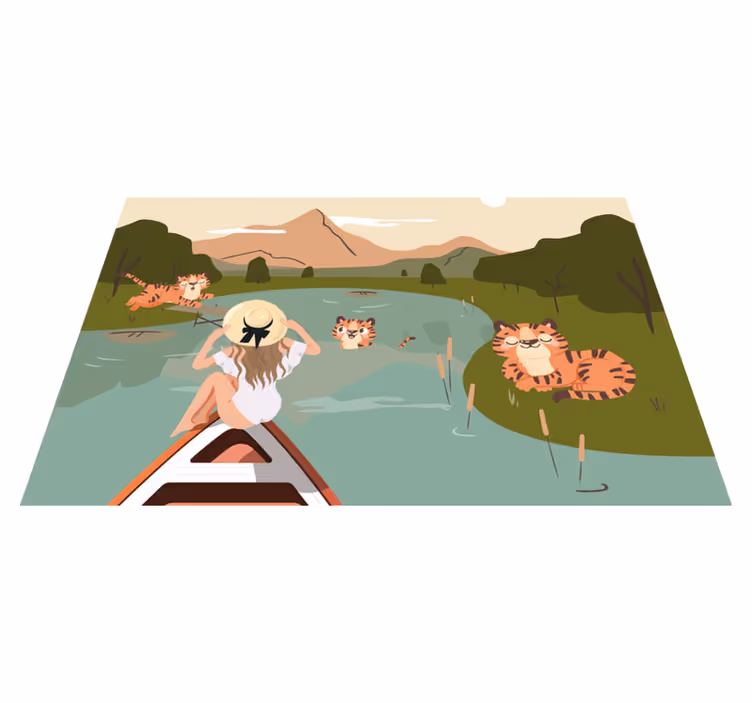 Set de table design enfant scène de tigres joueurs - TenStickers