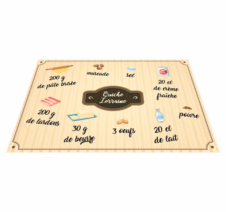 Set de table recette quiche lorraine - TenStickers