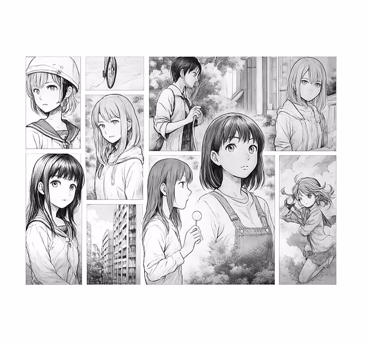 Papier peint chambre ado mangas en noir et blanc - TenStickers
