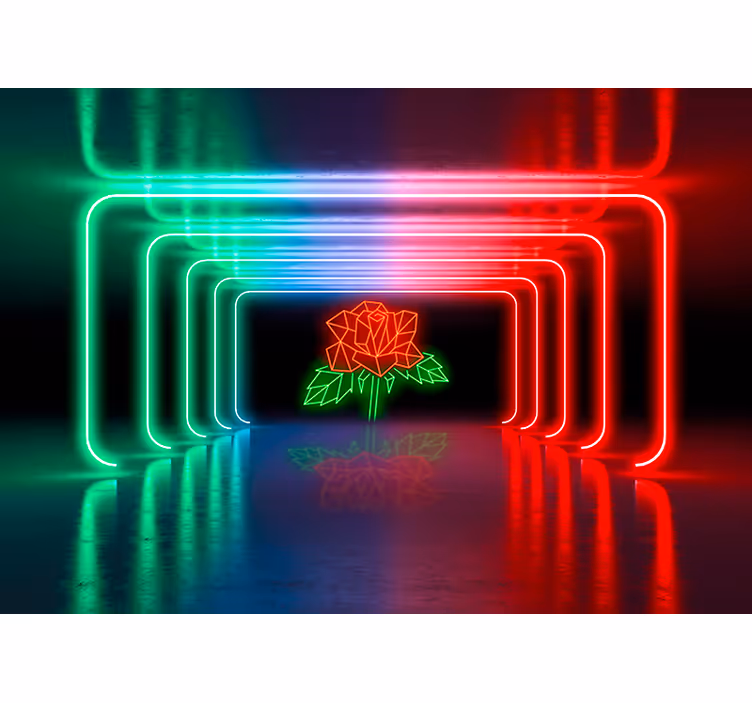 Papier peint 3D silhouette de néon rose et vert - TenStickers