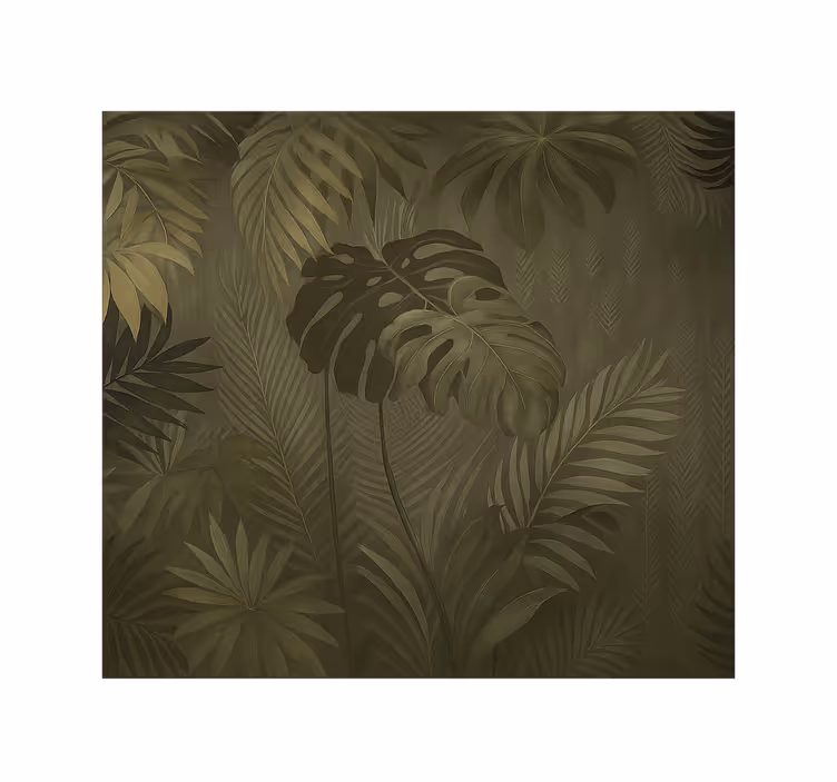 Tapisserie salon jungle tropicale luxuriante - TenStickers