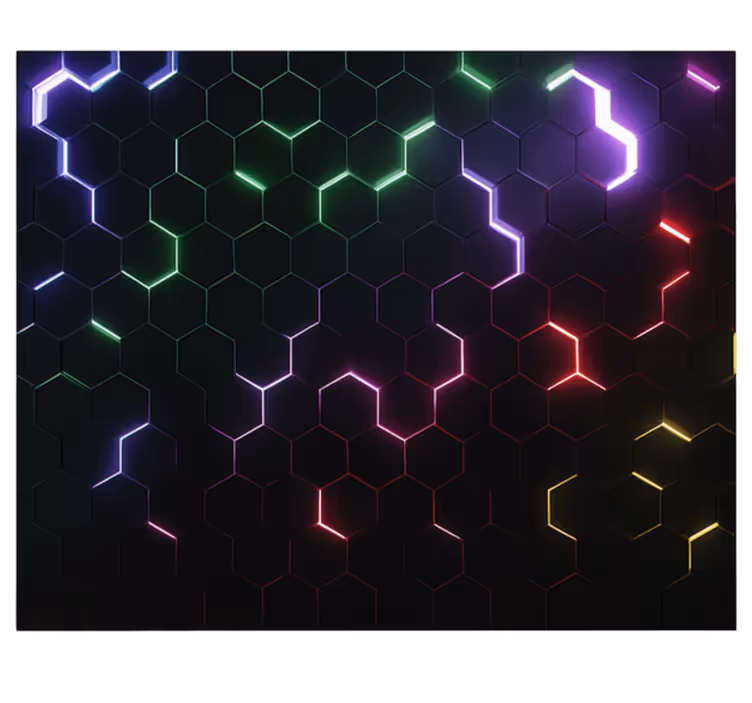 Tapisserie chambre ado hexagones néon 3d - TenStickers