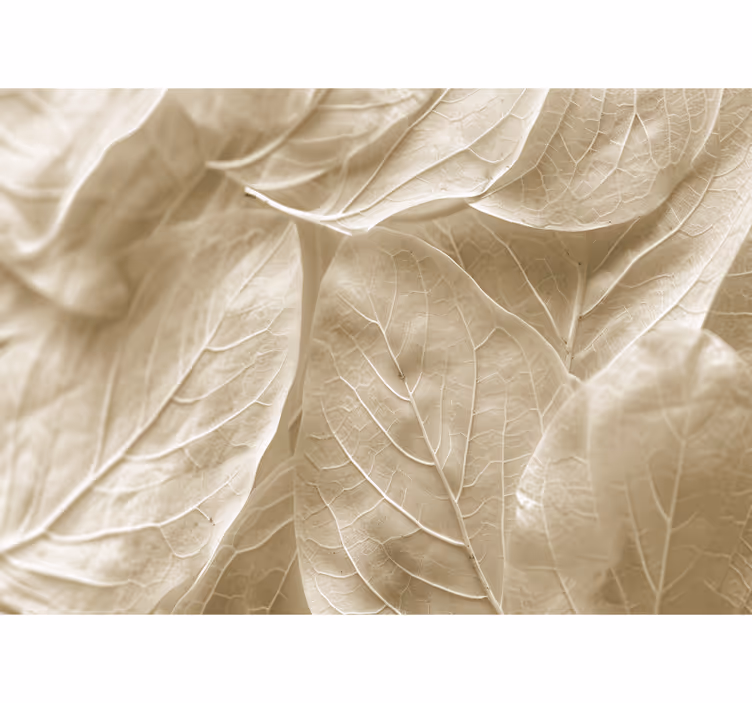Tapisserie chambre adulte grandes feuilles beiges - TenStickers