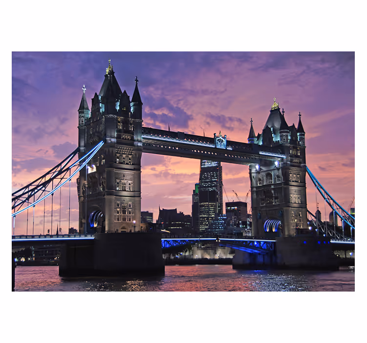 Tapisserie londres coucher de soleil sur le pont de Londres - TenStickers