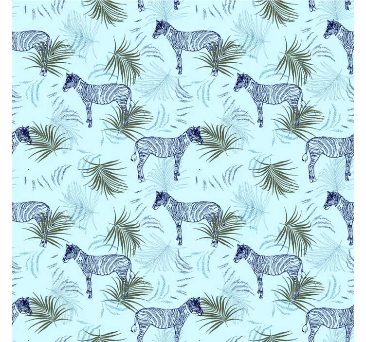 Tapisserie africaine motif palmiers zebres bleus - TenStickers