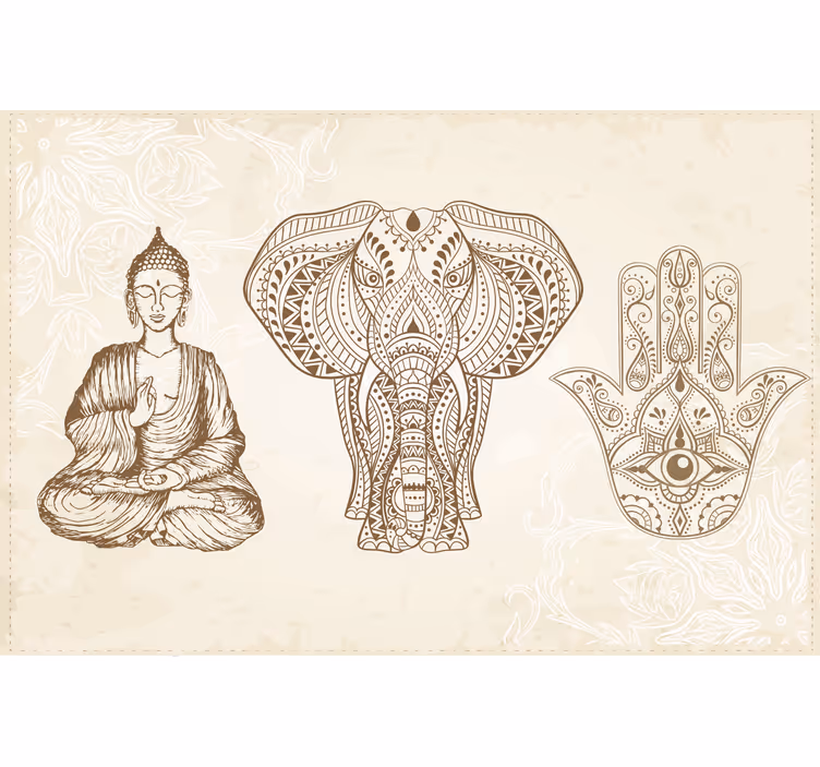 Tapisserie bouddha symbole de la main de hamsa - TenStickers
