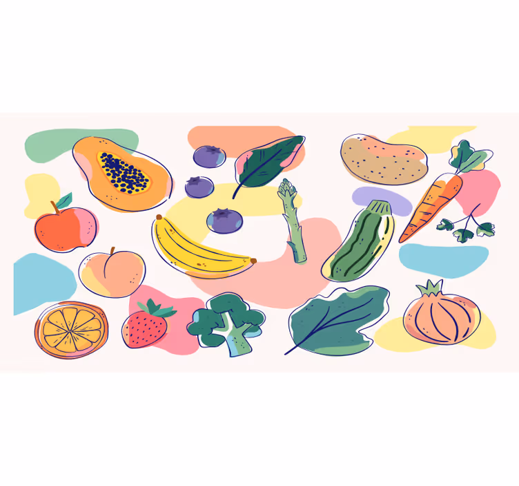 Tapisserie cuisine fruits colorés - TenStickers