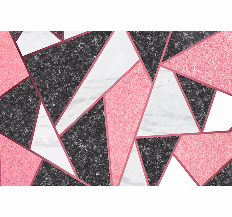 Tapisserie cuisine formes géométriques roses et grises - TenStickers