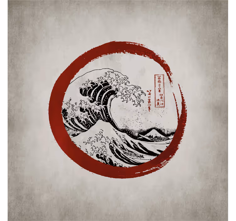 Tapisserie beige grande vague de kanagawa - TenStickers
