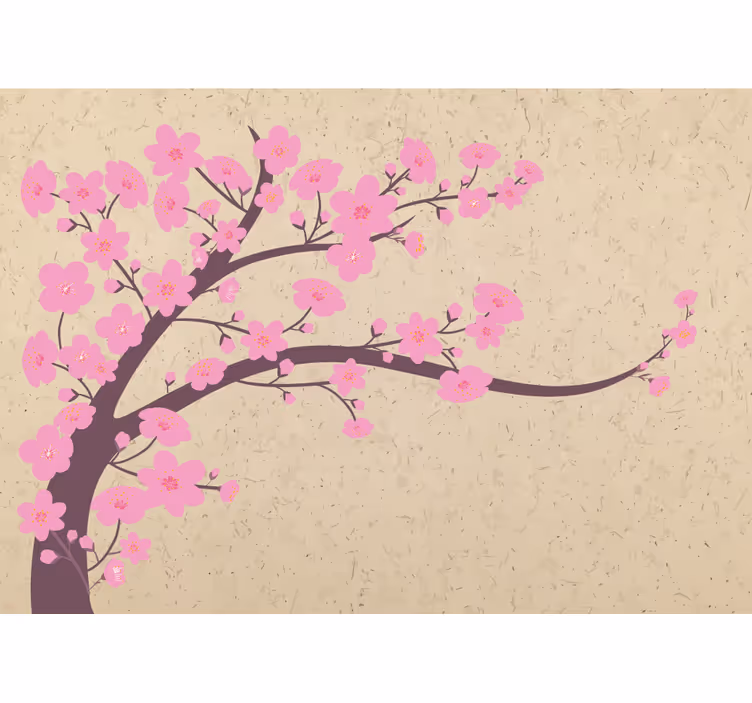 Tapisserie beige fleurs roses sur fond beige - TenStickers
