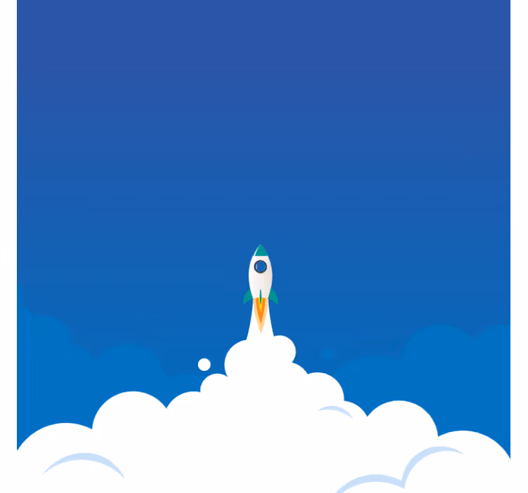 Tapisserie bleu fusée de dessin animé vers l'espace - TenStickers