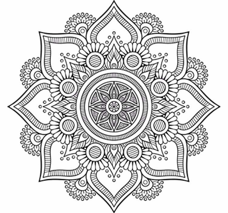 Tapisserie blanc mandala floral - TenStickers