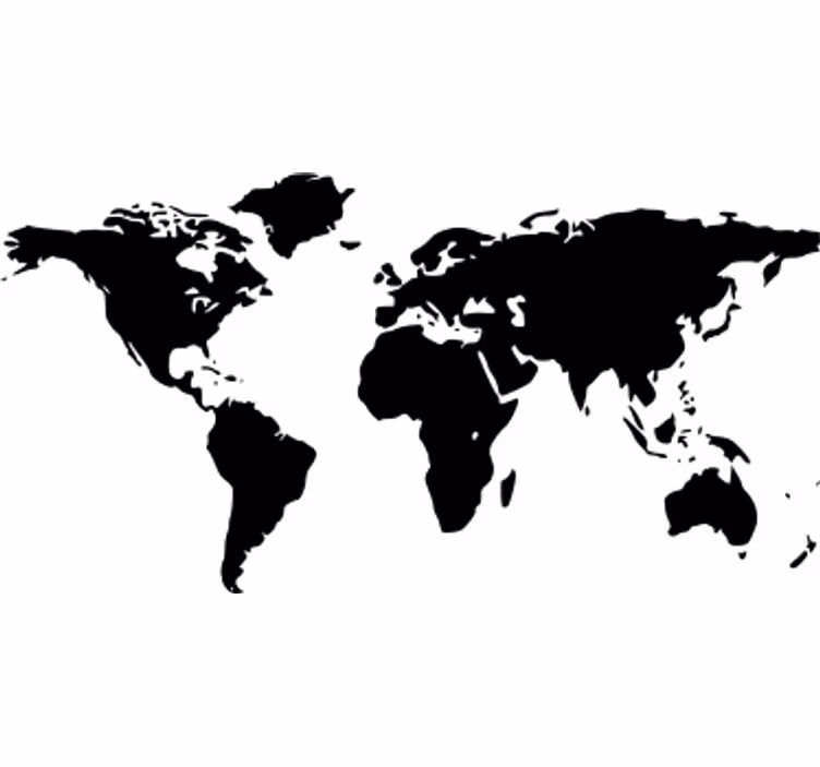 Tapisserie blanc carte du monde dessin simplifié - TenStickers