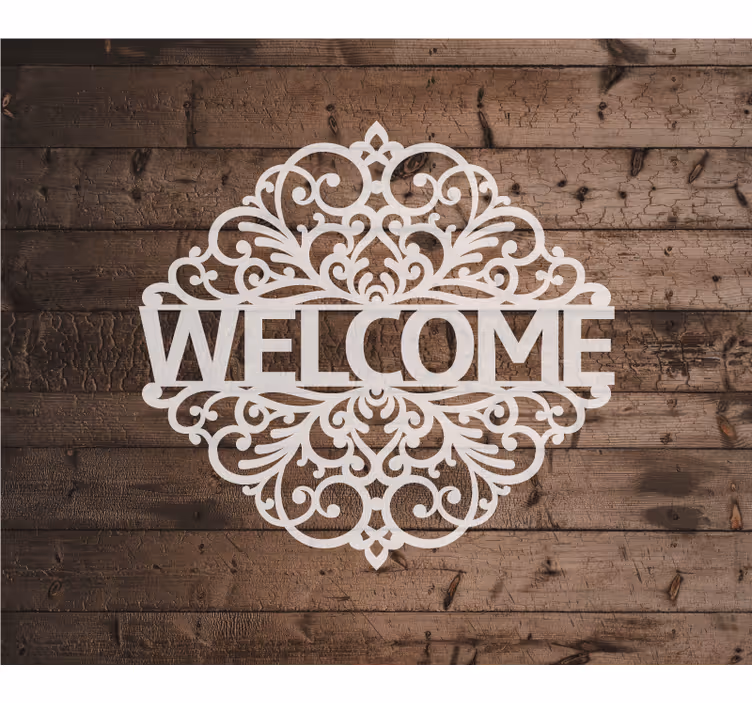 Tapisserie entrée texture bois bienvenue - TenStickers