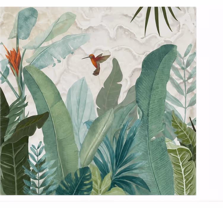 Papiers peints nature colibri dans la jungle dessiné - TenStickers