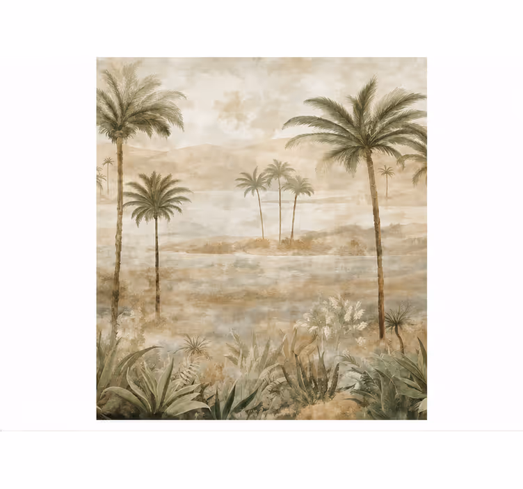 Papiers peints nature vallée avec palmiers - TenStickers