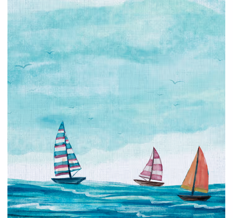 Tapisserie bleu rangée de voiles en tons bleus - TenStickers