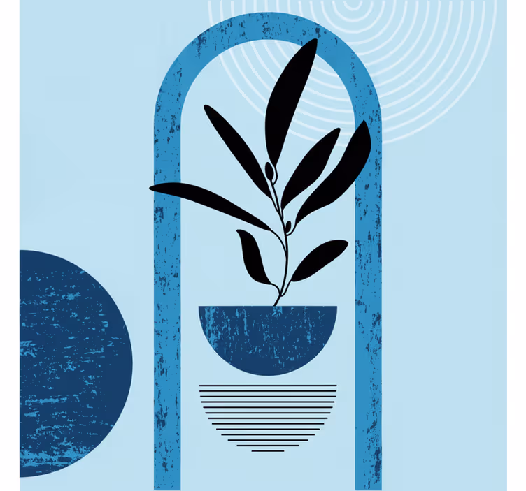 Tapisserie bleu formes abstraites au style minimal tendance - TenStickers