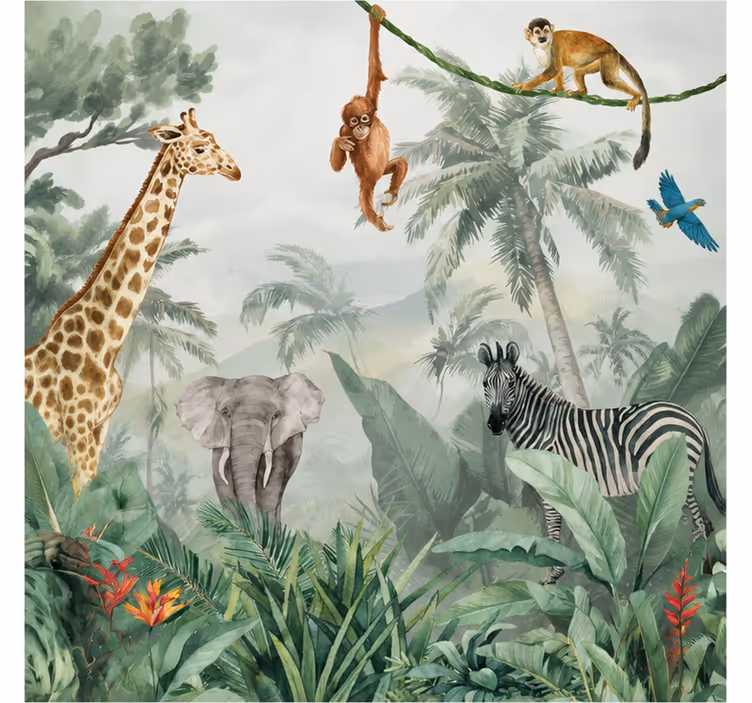 Papier peint panoramique jungle nature verdoyante - TenStickers