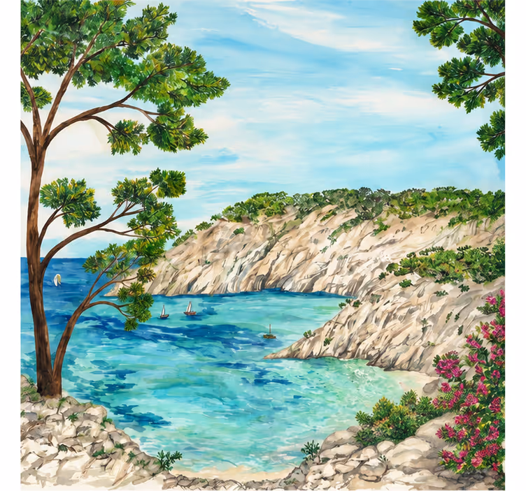Papier peint panoramique mer plage - TenStickers